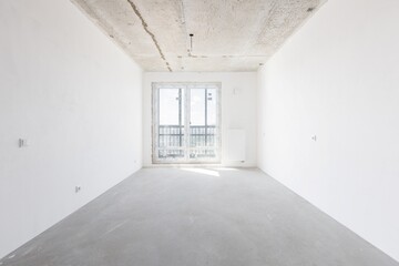 interior of the apartment without decoration in gray colors