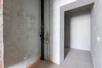 interior of the apartment without decoration in gray colors