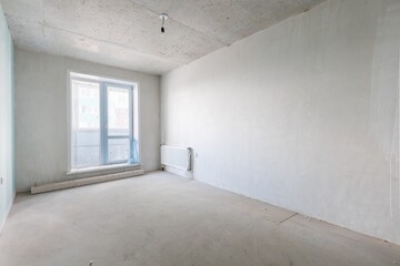 interior of the apartment without decoration in gray colors