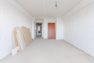 interior of the apartment without decoration in gray colors
