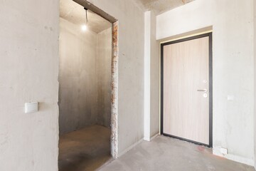 interior of the apartment without decoration in gray colors