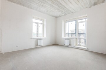 interior of the apartment without decoration in gray colors