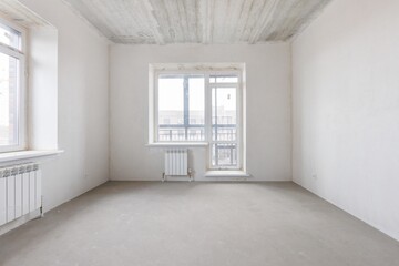 interior of the apartment without decoration in gray colors