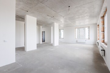 interior of the apartment without decoration in gray colors
