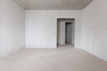 interior of the apartment without decoration in gray colors