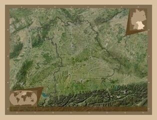 Bayern, Germany. Low-res satellite. Major cities