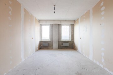 interior of the apartment without decoration in gray colors