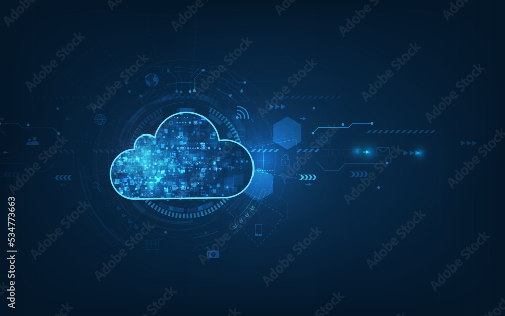 Poster cloud computing concept.abstract cloud connection technology background.