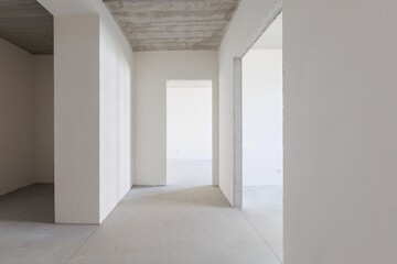 interior of the apartment without decoration in gray colors