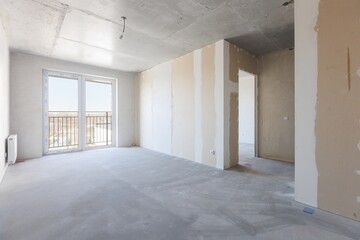 interior of the apartment without decoration in gray colors