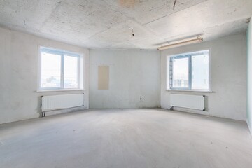 interior of the apartment without decoration in gray colors