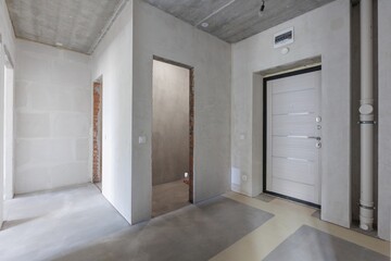 interior of the apartment without decoration in gray colors