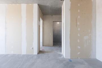 interior of the apartment without decoration in gray colors