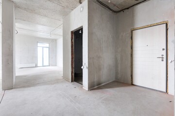 interior of the apartment without decoration in gray colors