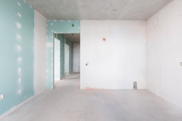 interior of the apartment without decoration in gray colors
