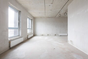 interior of the apartment without decoration in gray colors