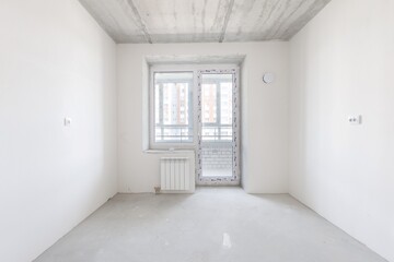interior of the apartment without decoration in gray colors