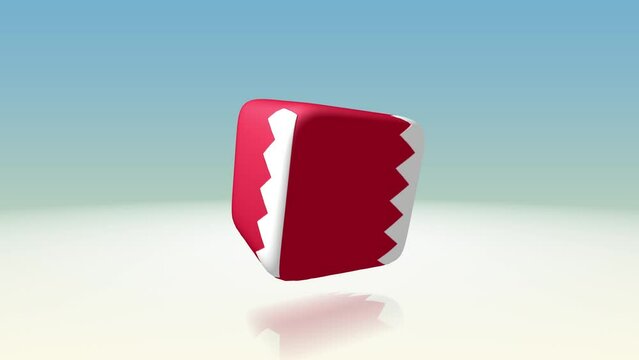 [Loop video] Loop animation of a rotating cube printed with the bahrain flag