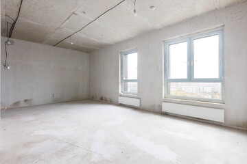 interior of the apartment without decoration in gray colors