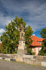 Statue of St. Augustine on Charles bridge, Prague. Czech Republic