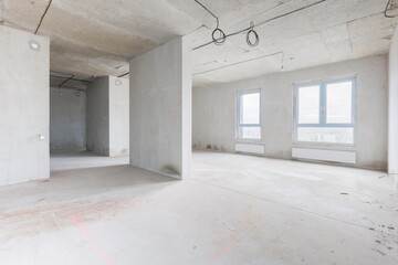 interior of the apartment without decoration in gray colors