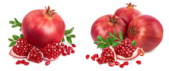 Pomegranate isolated on white background with clipping path and full depth of field.