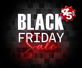 Obraz premium illustration with 3d elements black friday promotion banner 45 percent off sales increase