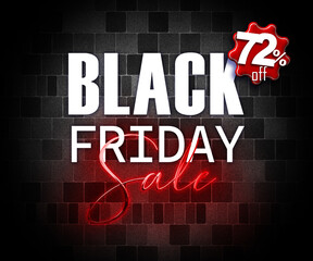 illustration with 3d elements black friday promotion banner 72 percent off sales increase