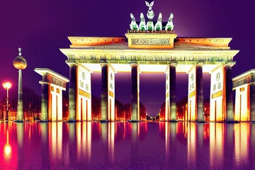 Foto op Canvas anime style, Classic view of famous Brandenburger Tor (Brandenburg Gate) one of the bestknown landmarks and national symbols of Germany in twilight during blue hour at dawn Berlin Germany , Anime styl © 2rogan