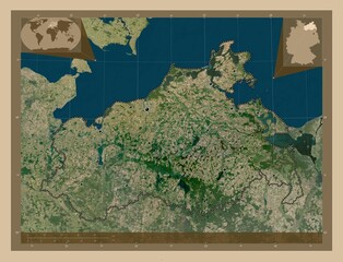 Mecklenburg-Vorpommern, Germany. Low-res satellite. Major cities