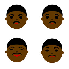 Face of a black man with different facial expressions