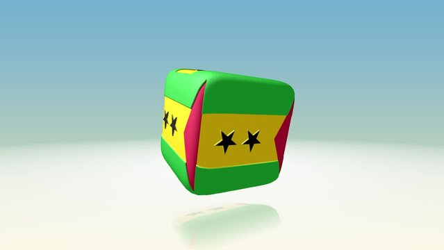 [Loop video] Loop animation of a rotating cube printed with the sao tome and principe flag