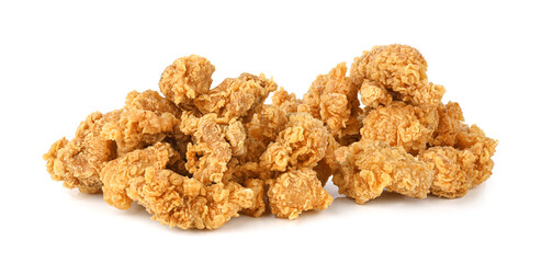 Fried popcorn chicken isolated on white background