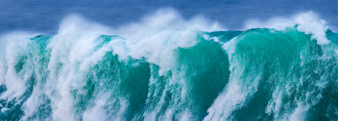 Ocean waves surface texture. Abstract blue water background with splashes of sea foam. 3d