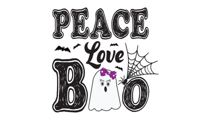 Peace Love Boo Halloween T-Shirt Design