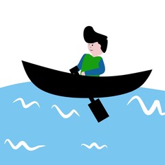 illustration of people riding a boat
