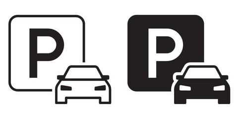 ofvs161 OutlineFilledVectorSign ofvs - car parking vector icon . isolated transparent . automotive . p . traffic . black outline and filled version . AI 10 / EPS 10 . g11500 © fotohansel