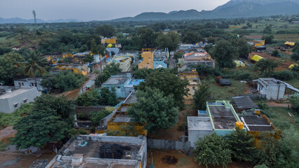 Fototapeta premium Beautiful drone pics of an Indian village - aerial photography - Podaralla Palli, Anantapur, AP. 