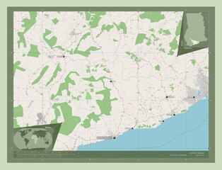 Central, Ghana. OSM. Labelled points of cities