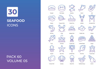 Seafood icons collection.