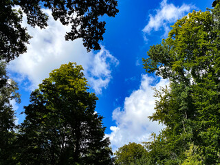 beautiful clouds against the blue sky on a sunny day