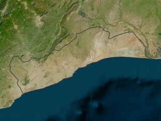 Greater Accra, Ghana. Low-res satellite. No legend
