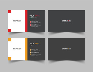 New Modern business card template design red, green, orange, and blue colors. Flat design vector abstract creative - Vector