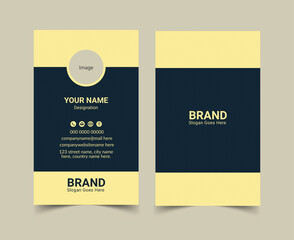 Stylish print-ready business card template design with red, gold, blue, and pink colors for man and women vector design