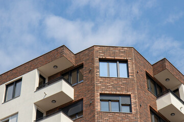 Part of the new apartment house exterior, new real estate.