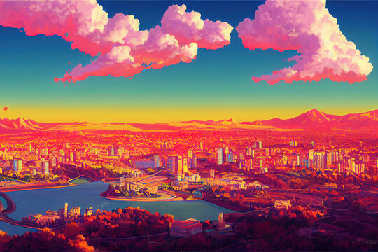 Conceptual Ai Generated Image - Cartoon style sofia capital city of Bulgaria , Anime style no watermark