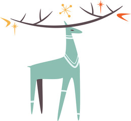 Christmas reindeer in Vintage design style