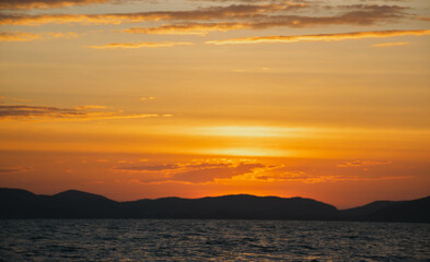 beautiful sunset on the sea in the evening