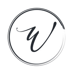 W logo Initial handwriting or handwritten for identity. Logo with signature and hand drawn style.