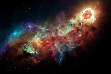 Astonishing Cosmic Nebula 3D Visualization Art Work Spectacular Abstract Background. Cosmos Stars Cluster Structure Stunning Astrophotography Celestial Wallpaper. Astronomy and Deep Space Exploration